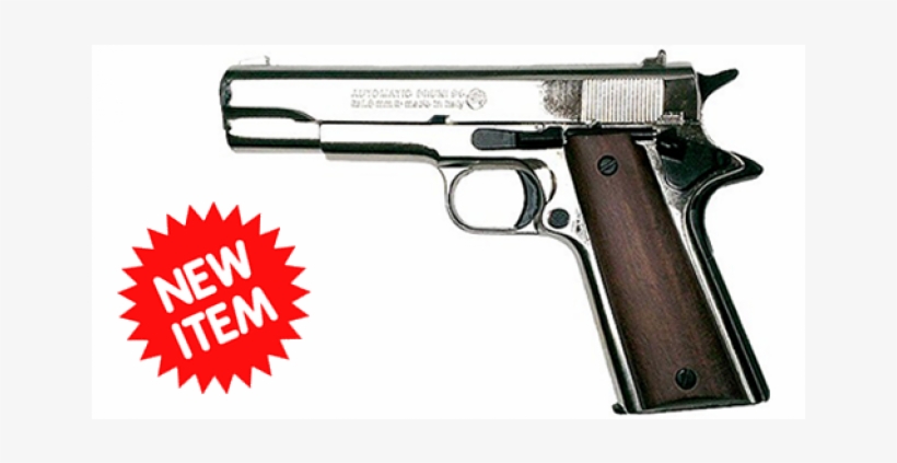 45 Pistol High Polish Nickel -blank Firing - Blank Firing 1911 Nickel Finish, transparent png #4248563