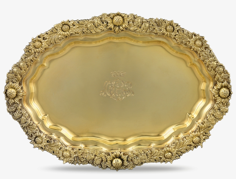 Chrysanthemum Silver Gilt Serving Tray By Tiffany & - Serving Tray, transparent png #4249425