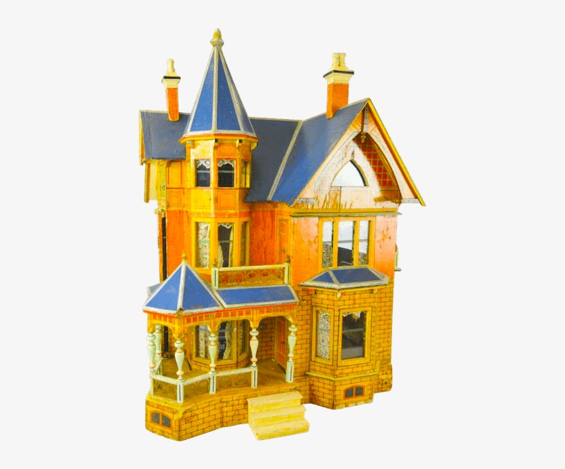 Victorian Gottschalk Blue Roof Dollhouse - Dollhouse, transparent png #4250657