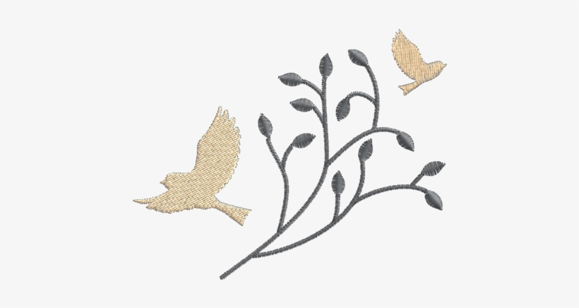 Pássaros Folhas - Embroidery, transparent png #4252629