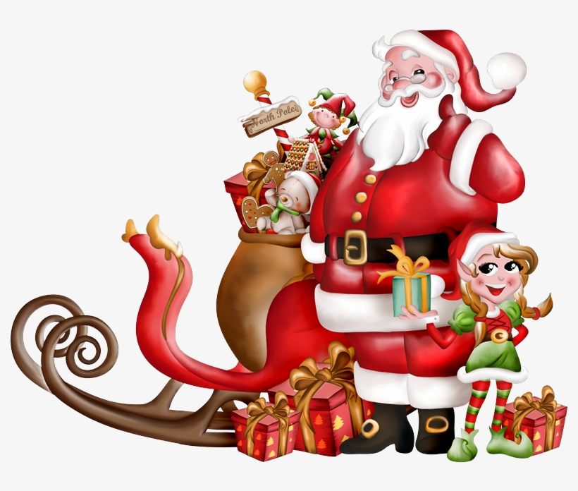 Clipart Pere Noel Traineau - Papa Noel En Trineo Png, transparent png #4253133