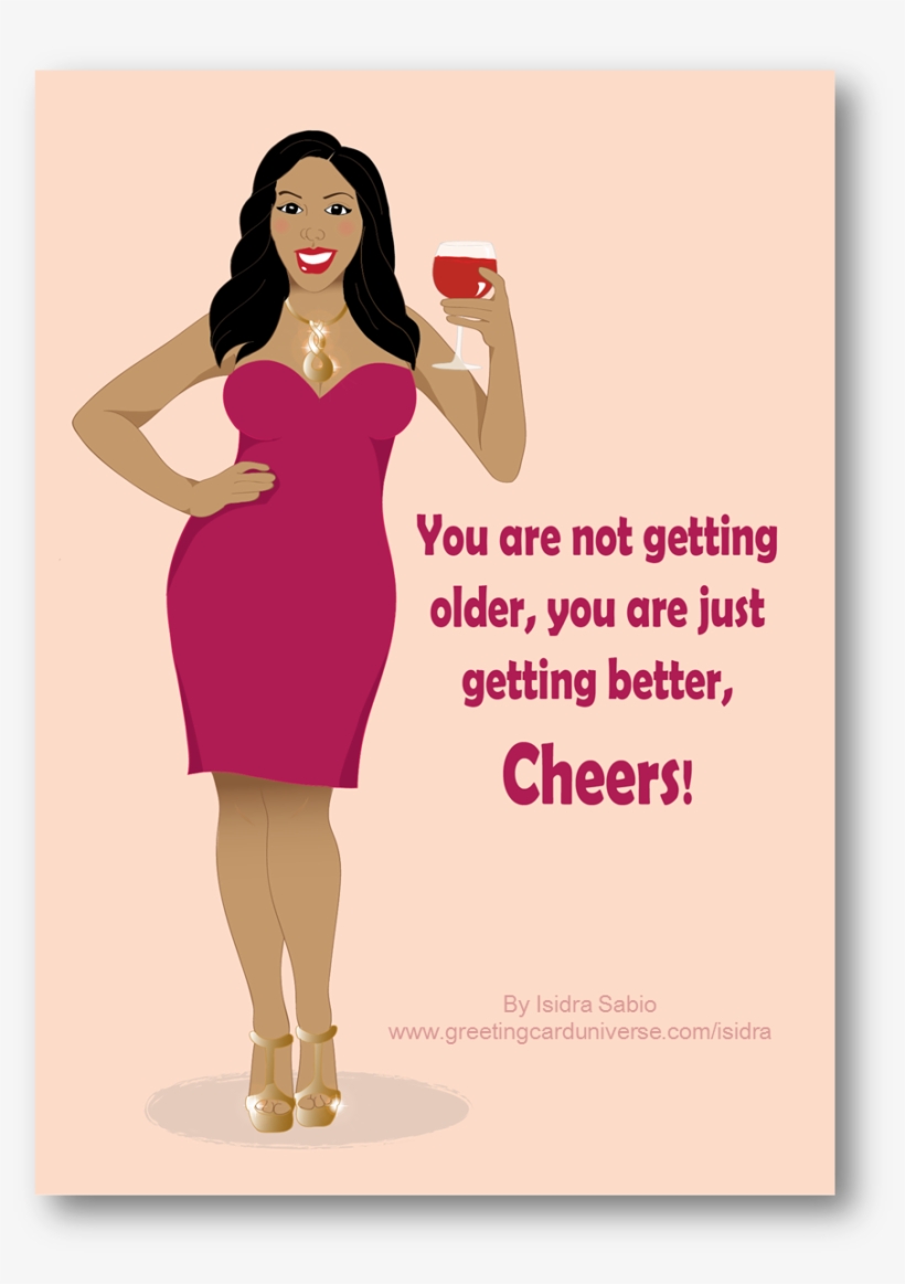 Birthday Card For Women Shows A Beautiful Curvy Black - Birthday Wishes Woman Funny, transparent png #4255220