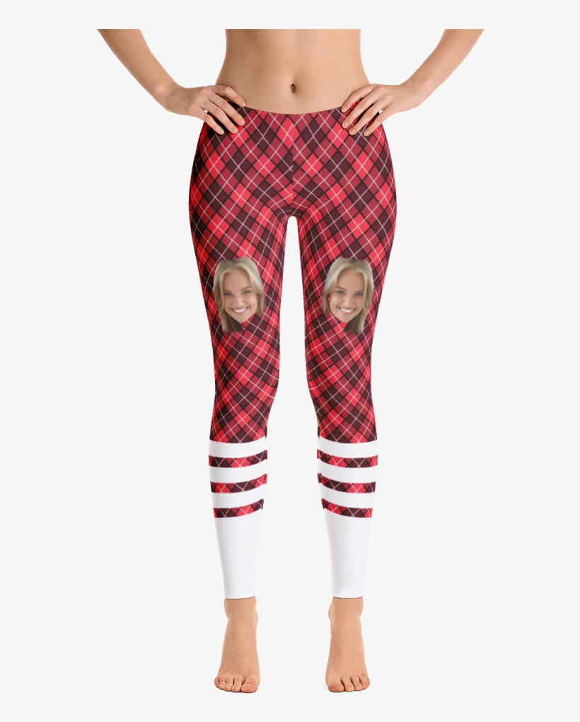 Ugly Leggings With Faces "red Plaid" - Imagineavalon Christmas Leggings, Christmas Clothing,, transparent png #4255364