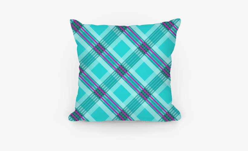 Cool Blue Plaid Pillow Pillow - Pillow, transparent png #4255952