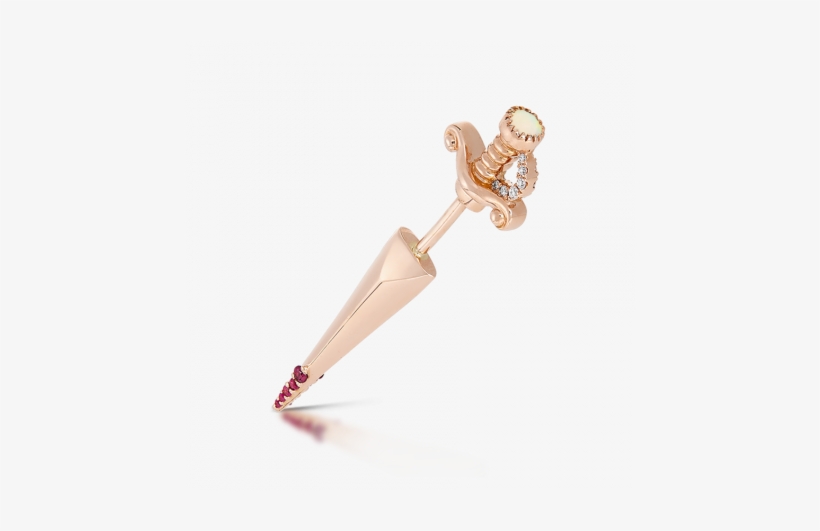Opal And Diamond Long Sword With Ruby Drops Threaded - Jewellery, transparent png #4256978