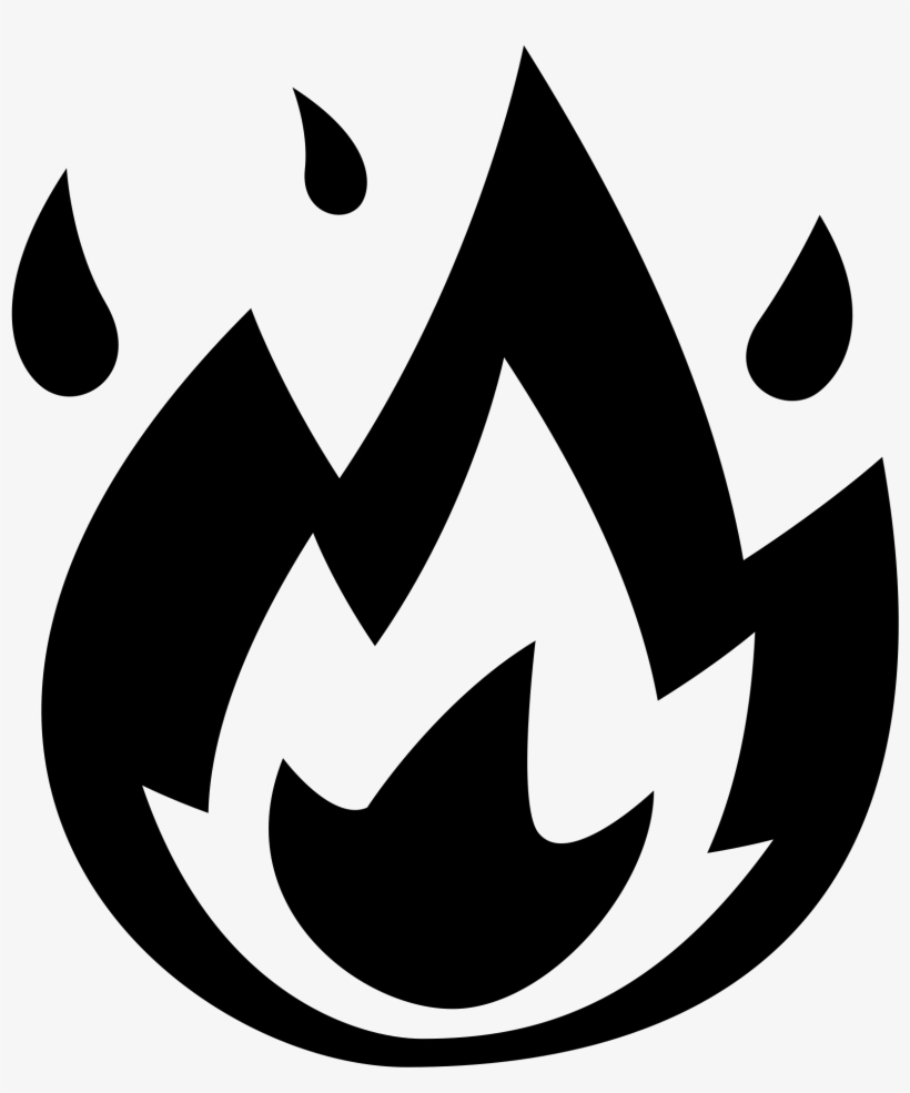 Open - Fire Emoji Black And White, transparent png #4257960