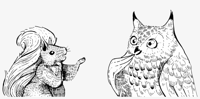 Squirrel And Owl Conversing While Standing - Squirrel And Owl Art, transparent png #4258293