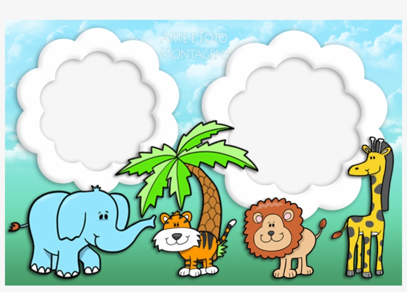 Animais-safari - Molduras Infantis Com Animais, transparent png #4258445