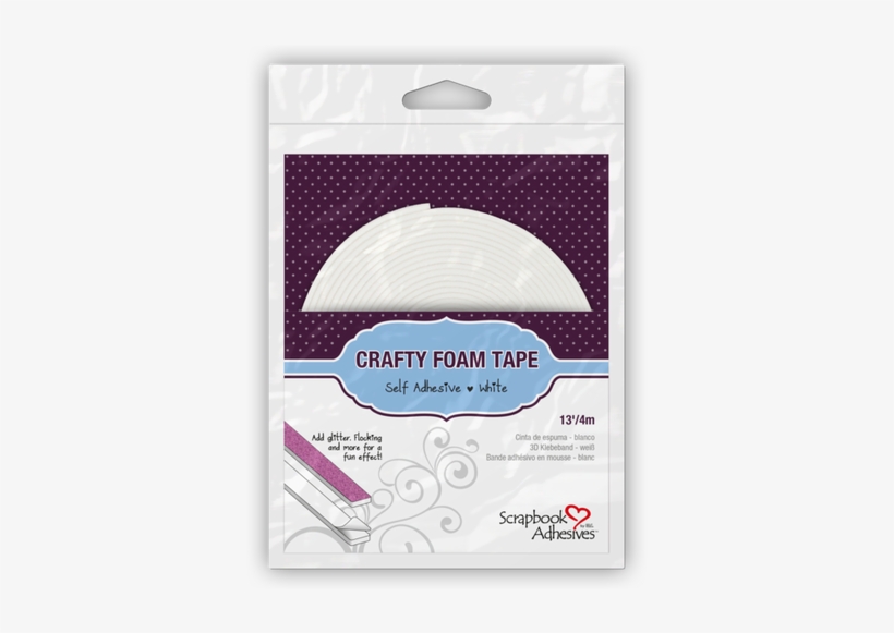 Scrapbook Adhesives Crafty Foam Tape White - Scrapbook Adhesives Crafty White Foam Tape Roll Adhesive, transparent png #4259478