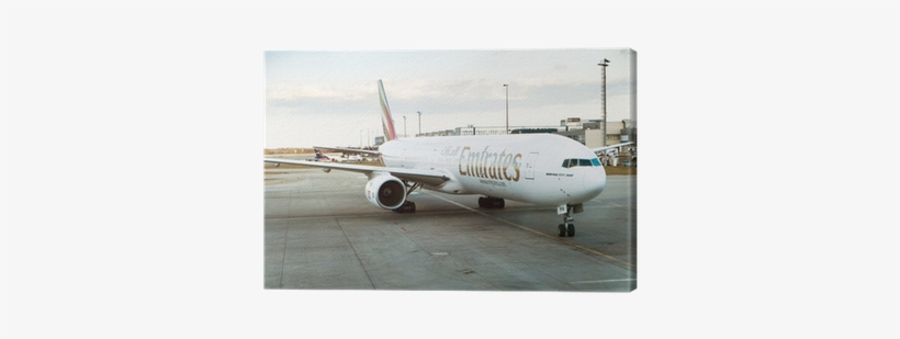 Boeing 777-300 Emirates On The Airport, Prague Canvas - Václav Havel Airport Prague, transparent png #4260587