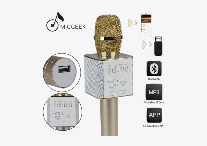 Micgeek Q9 Microphone Bluetooth & Speaker Very Good - Q9 Bluetooth Microphone, transparent png #4261112