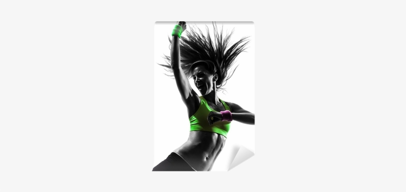 Papier Peint Femme Exerçant Zumba Fitness Silhouette - Personalized Sound Reactive Led Slotted Glasses, transparent png #4262324