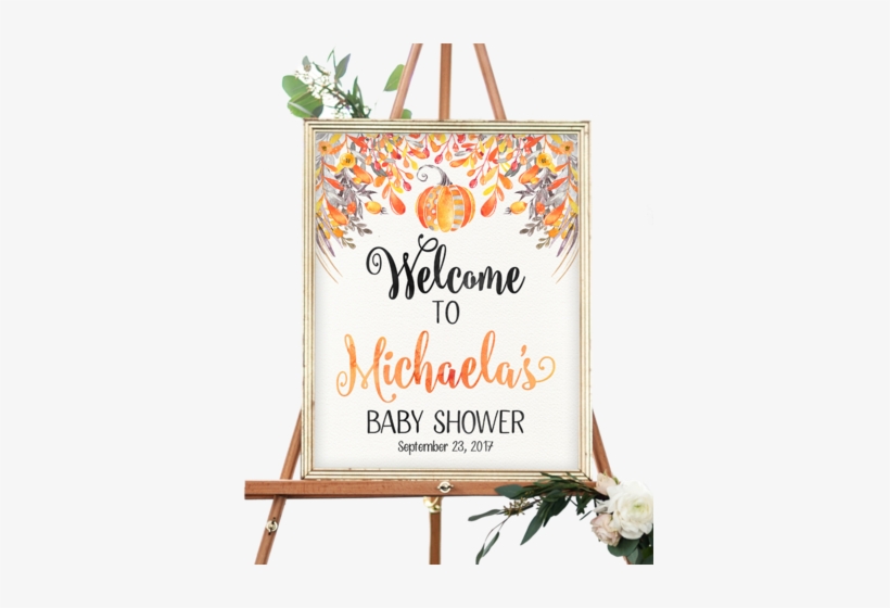 Fall Autumn Orange Pumpkin Welcome Sign - Elephant Baby Shower Welcome Sign, transparent png #4265571