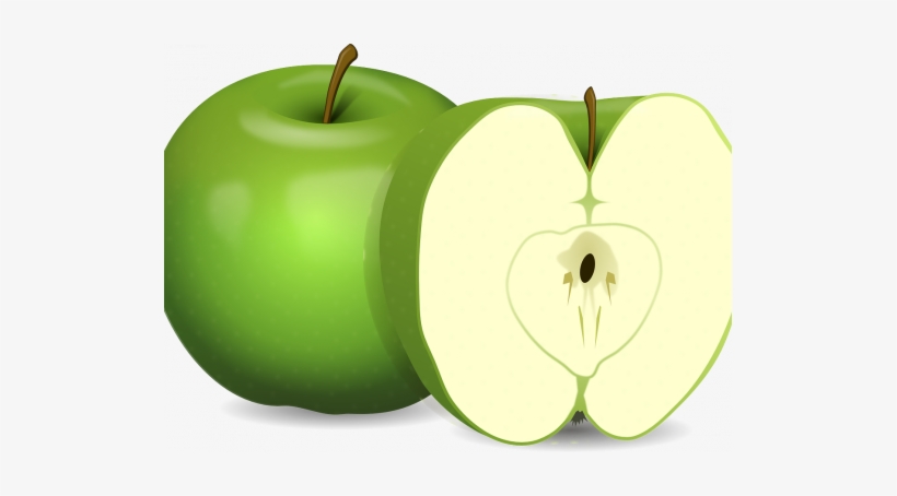 Drawing Of A Green Apple And A Cross Section Of The - Green Apple, transparent png #4266393