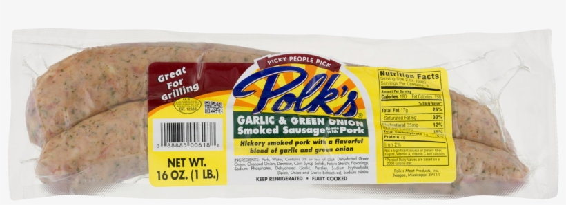 Polk's Original Smoked Sausage 16 Oz. Pack, transparent png #4266493
