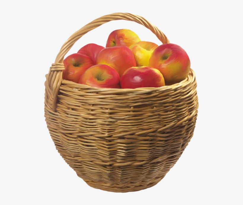 Apple - Корзина С Яблоками Рисунок, transparent png #4266573