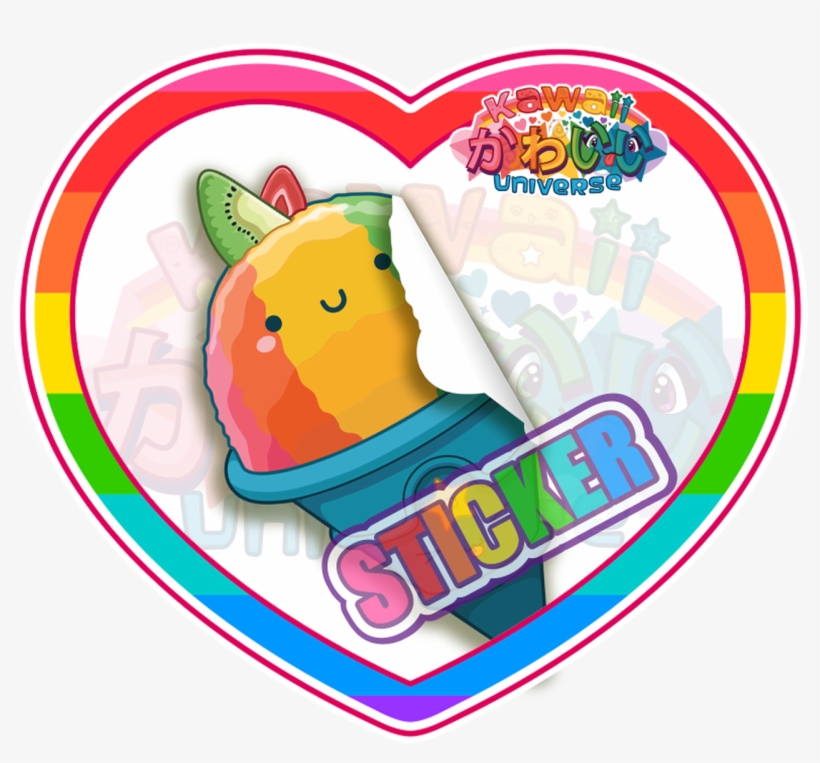 Cute Rainbow Shaved Ice Sticker - Kawaii Cute Png Sticker, transparent png #4266834