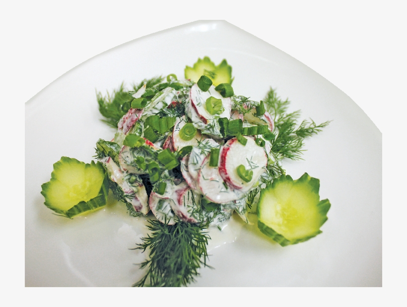 Fresh Red Radish Salad With Dill, Cucumbers, Green - Salad, transparent png #4266882