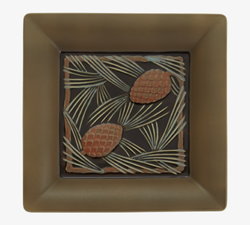 Mottahedeh Pine Cone Large Square Tray Salmon Brown, transparent png #4267178
