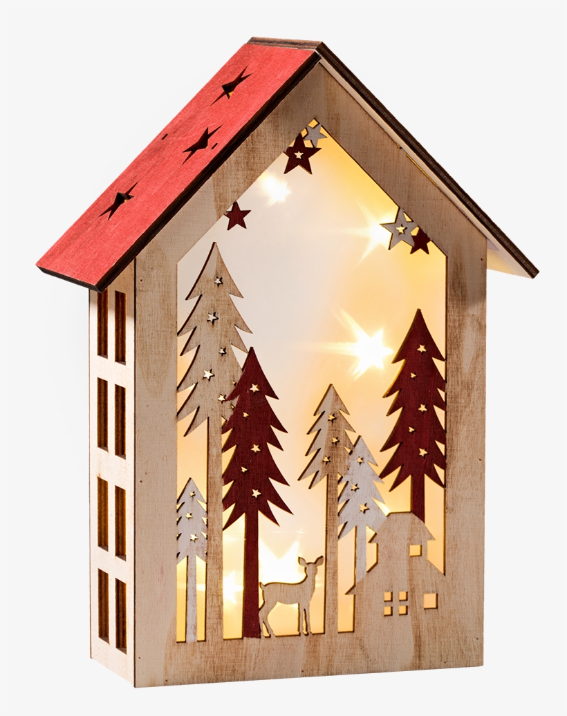 Little Wooden House, "fir Forest" With Lighting, - Red, transparent png #4267361