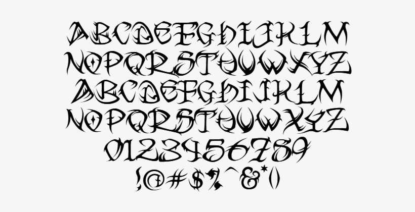 Graphic Free Cursive Tattoo Fonts For - Tribal Font Alphabet, transparent png #4268134