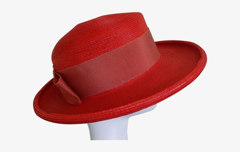Vintage Studio Fashions Lipstick Red Straw Hat - Fedora, transparent png #4269436