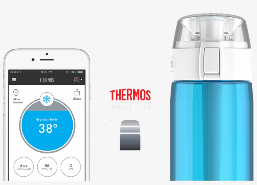 Thermos Smart Lid Thermos 24 Ounce Hydration Bottle With Connected