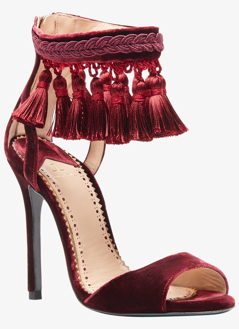 Velvet Sandals With Tassels 110mm - Velvet, transparent png #4270059