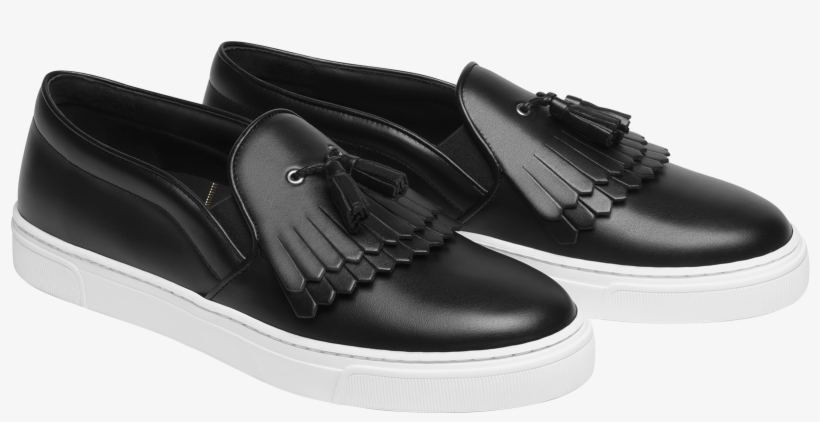 Black Slip On Sneakers With Fringes And Tassels - Fringe, transparent png #4270930