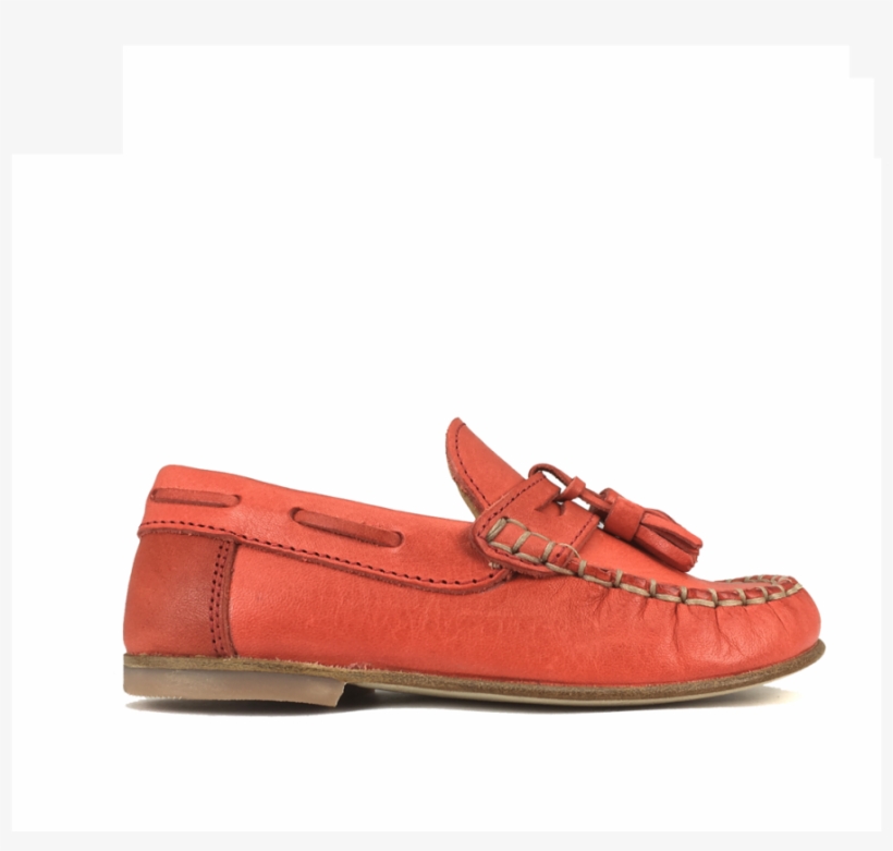 Coral Red Loafer Met Tassels - Slip-on Shoe, transparent png #4271080
