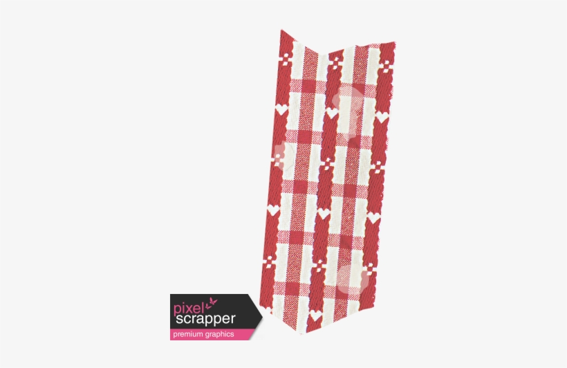 Hearts Washi Tape - Red And White Check Fabric Pattern With Hearts Apple, transparent png #4271301