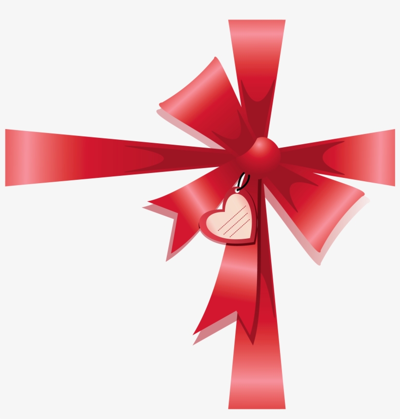 Valentine Decorative Bow With Heart Png Clipart - Valentine Bow Png, transparent png #4271449