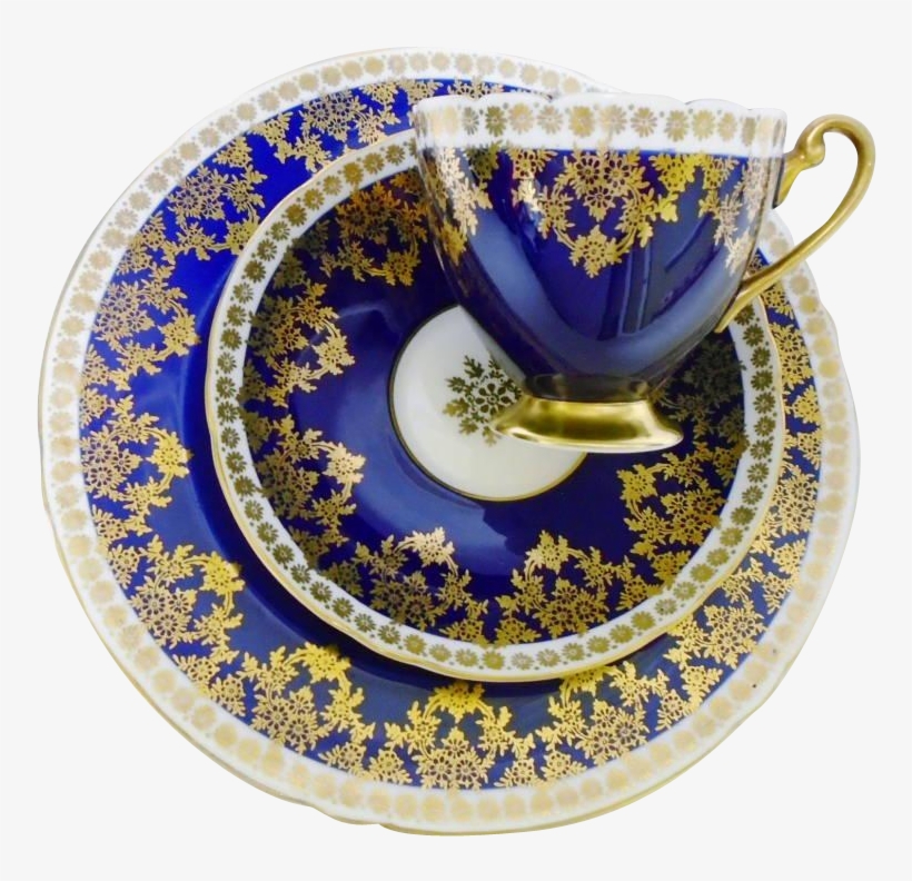 Shelley Cobalt Gold Ripon Duo Tazas De Porcelana, Porcelana - Teacup, transparent png #4271758