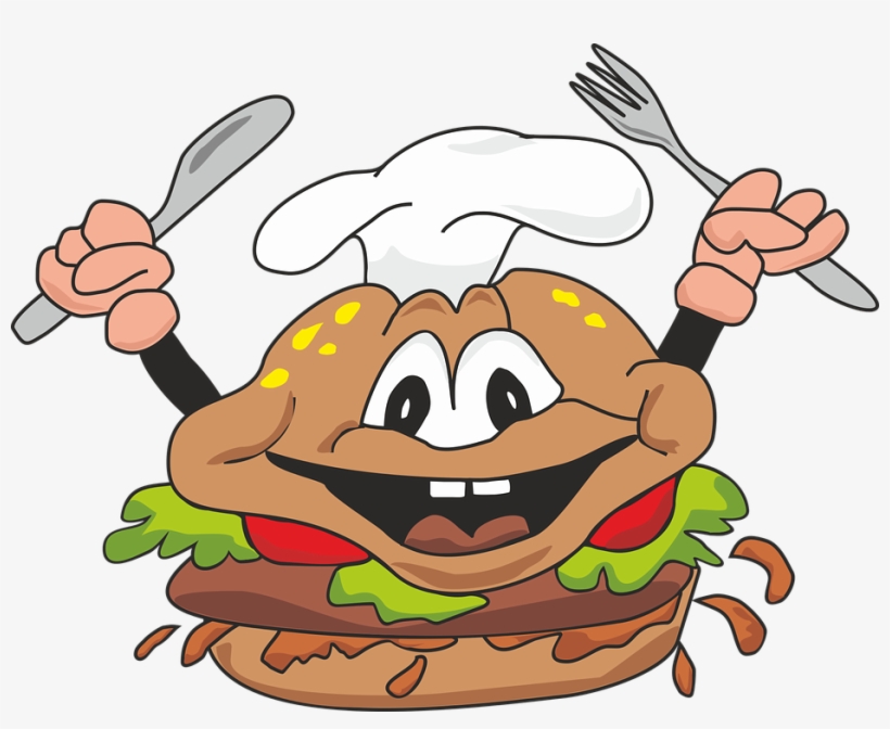 Hamburger Clipart Transparent Food Pencil And In Color - Eating Burger Cartoon Png, transparent png #4273237