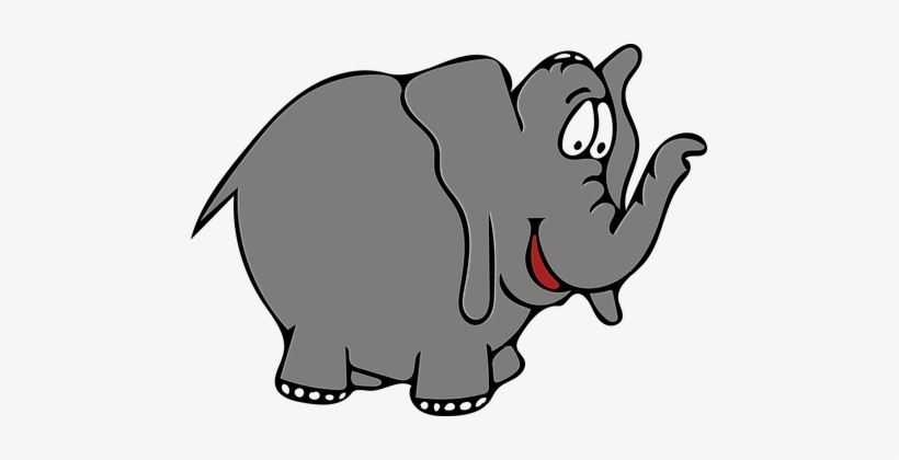 Clipart Of A Black And White Elephant Raising His Trunk - Norsu Clipart, transparent png #4274998