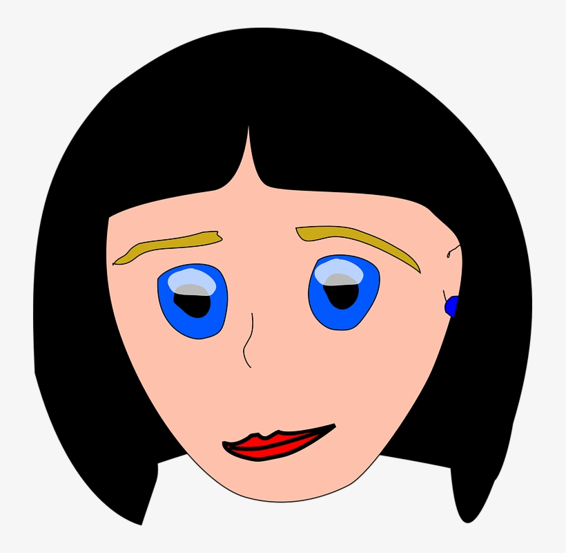 Hair Clipart Mom - Clip Art Black Hair Blue Eyes, transparent png #4275621