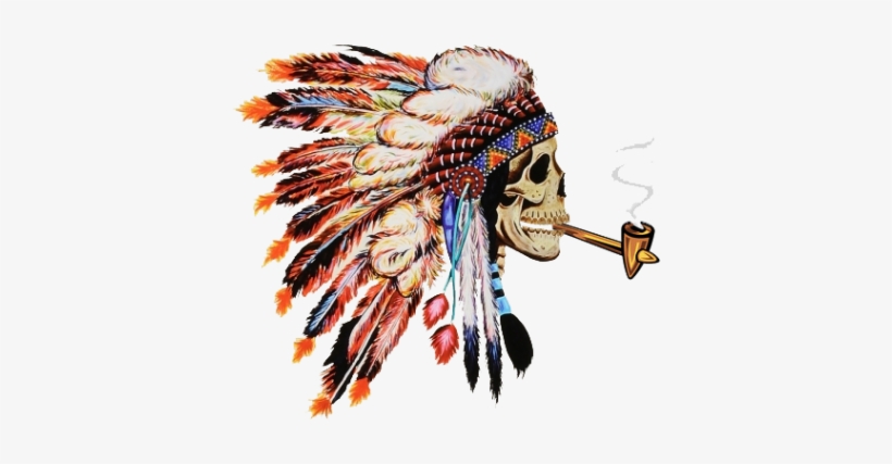 American Indian People - Skull With Native American Head Dress, transparent png #4275843