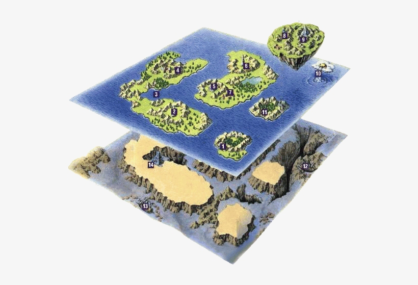 Ffliii World Map Artwork - Mapa Final Fantasy 3 Ds, transparent png #4275909