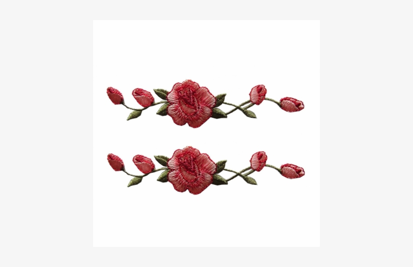 Two Pink Sneakers Rose Flowers Applique Patches - Lot 2 Pcs Pink Rose Flower Embroidery Iron On Applique, transparent png #4279905