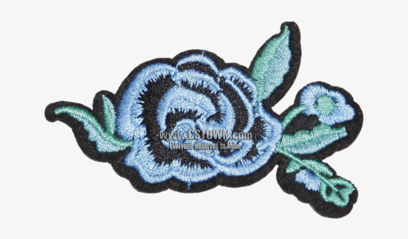 Blue Rose Motif Embroidered Patch - Wool, transparent png #4280044