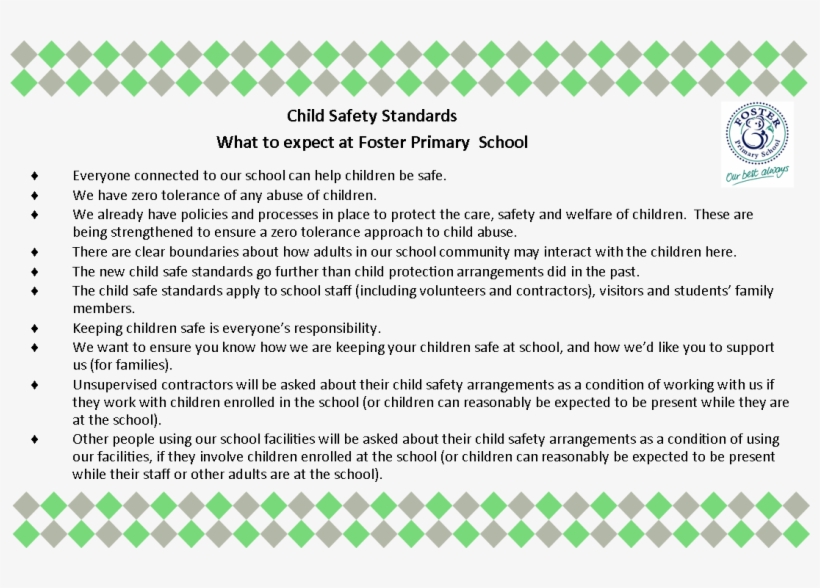 Child Safe Standards - Foster Primary School, transparent png #4280659