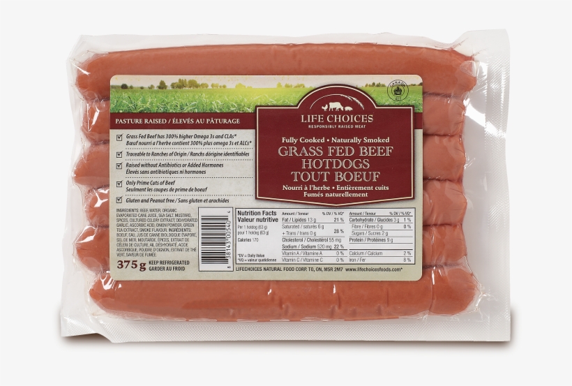 Our Grass Fed Beef Hot Dogs Are Made With Grass Fed - Life Choices All Beef Hot Dogs, transparent png #4281327