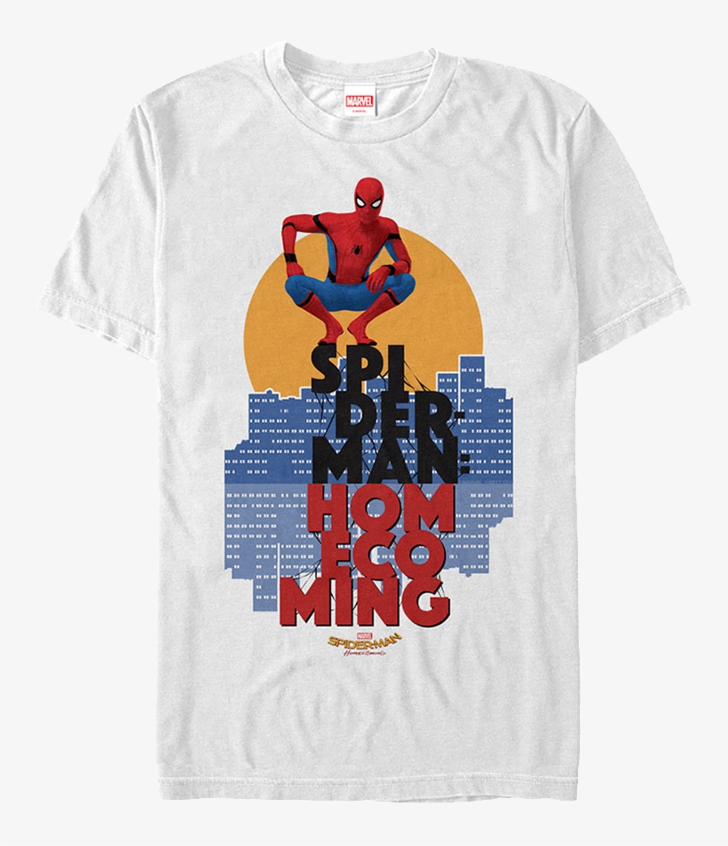 Spider Man Homecoming T Shirt - Spider-man Cityscape - Marvel Men's T-shirt - S, M,, transparent png #4281526