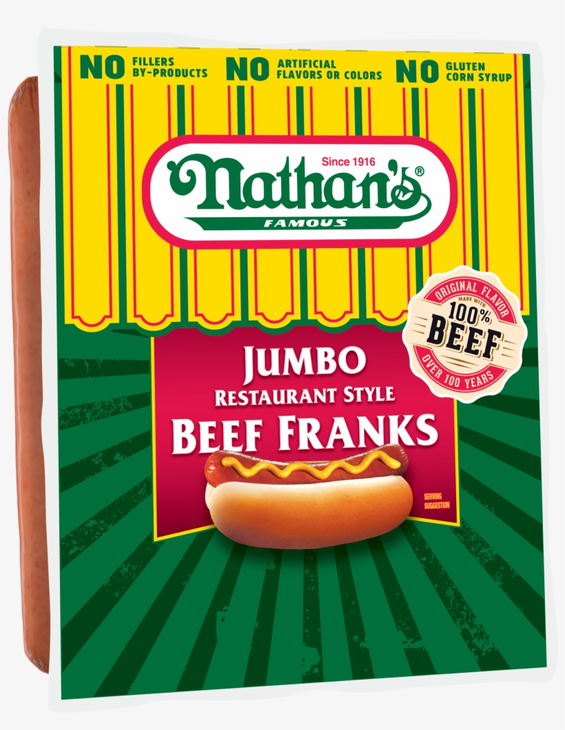 Nathan's Famous Original Jumbo Restaurant Style Beef - Nathan's Jumbo Hot Dogs, transparent png #4281604