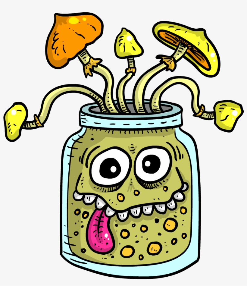 Image Of Magic Mushroom Rye Berry Jar Vinyl Sticker - Psilocybin Mushroom, transparent png #4282215
