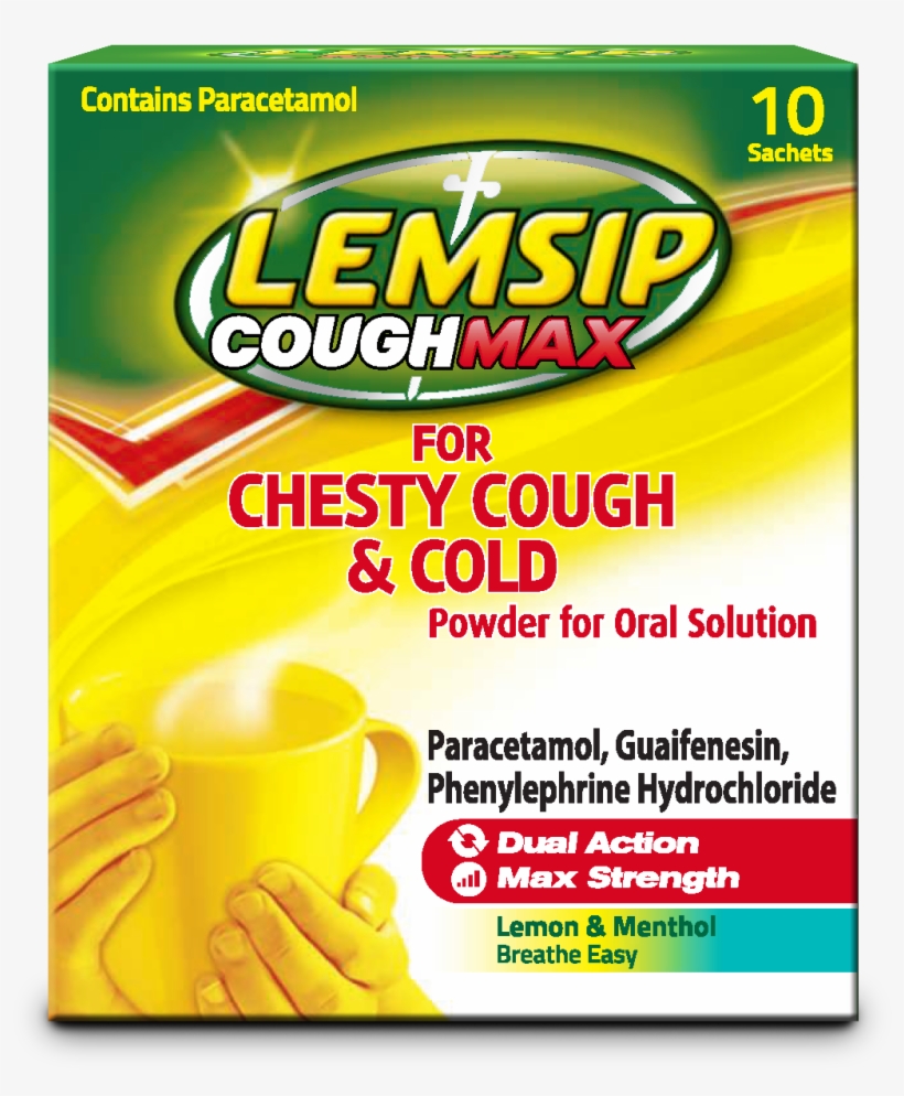Lemsip Cough Max Chesty Cough Cold Lemon Hot Drink - Lemsip Max Cold & Flu Blackcurrant 5 Sachets, transparent png #4282507