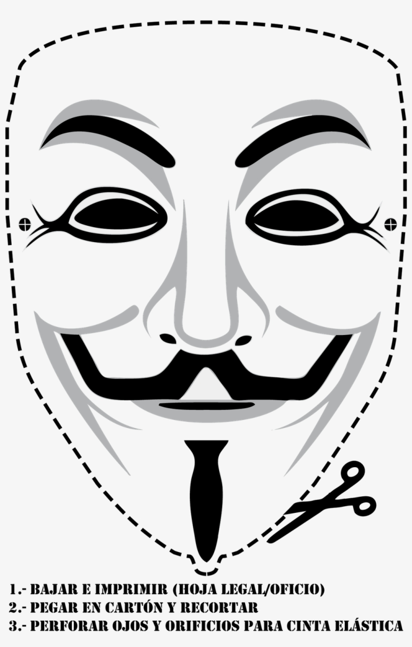 Máscaras Mascaras De Disfraces, Mascaras Carnaval, - Guy Fawkes Mask Drawing, transparent png #4282663