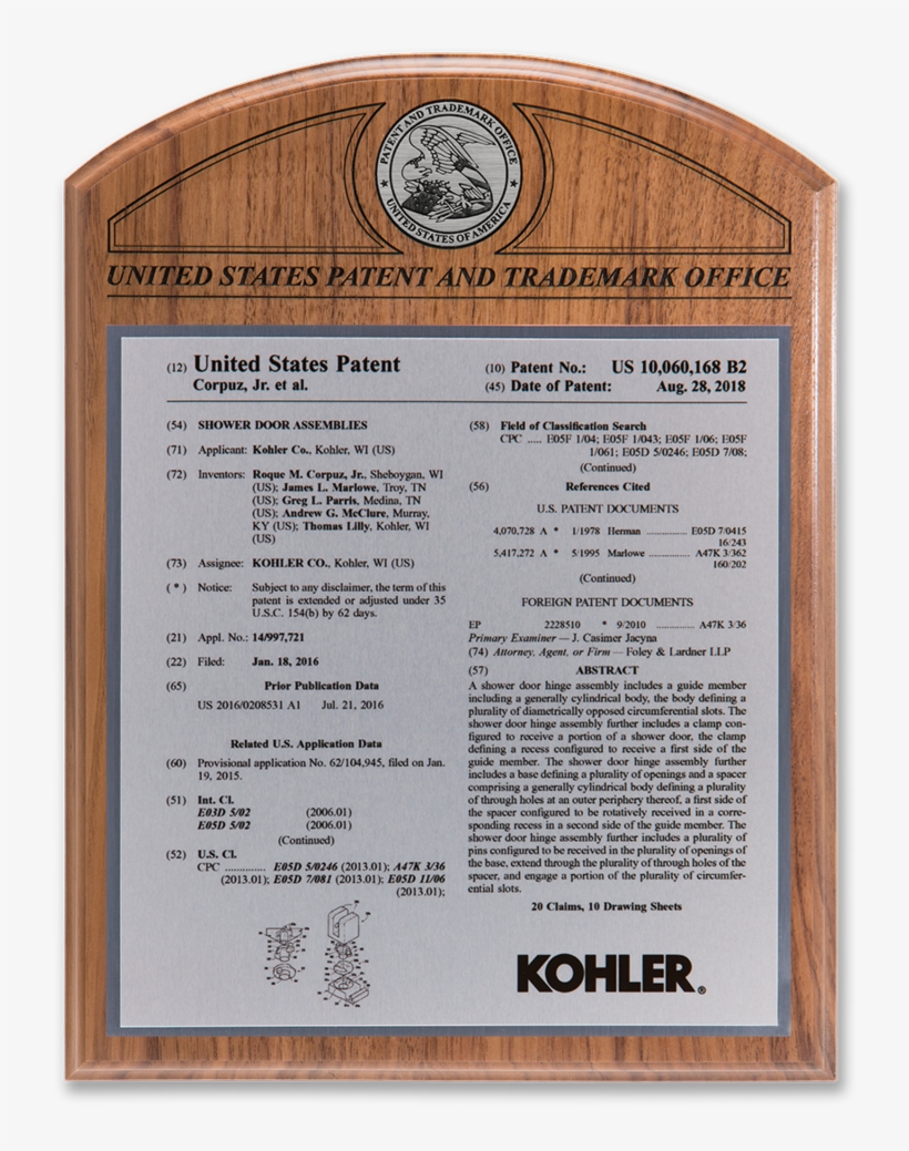 Rotunda Series Patent Plaque Solid Walnut Silver - Patent, transparent png #4282687