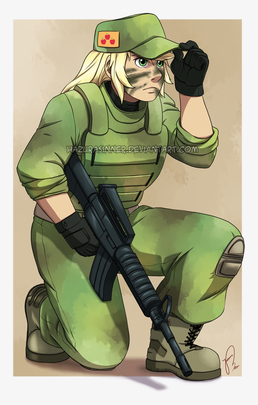 Applejack, Army, Artist - Applejack Humanized Soldier, transparent png #4282791