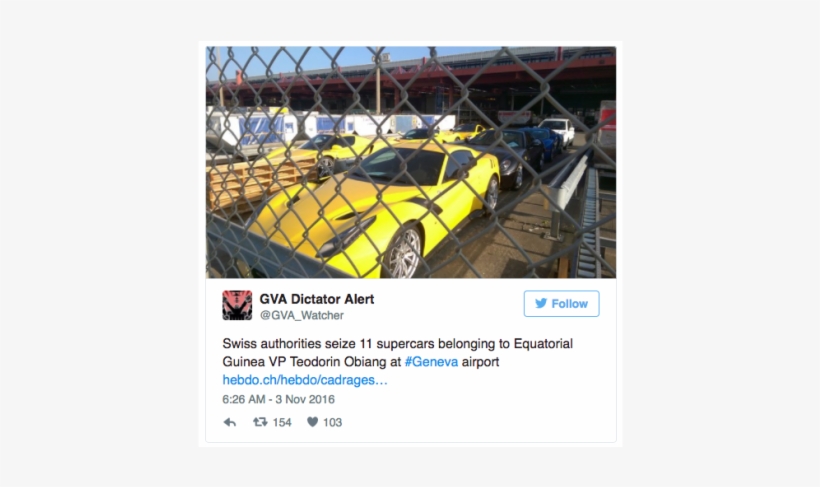 $8 Million Dollars Of Supercars Seized From African - Teodorin Obiang Voitures, transparent png #4285773